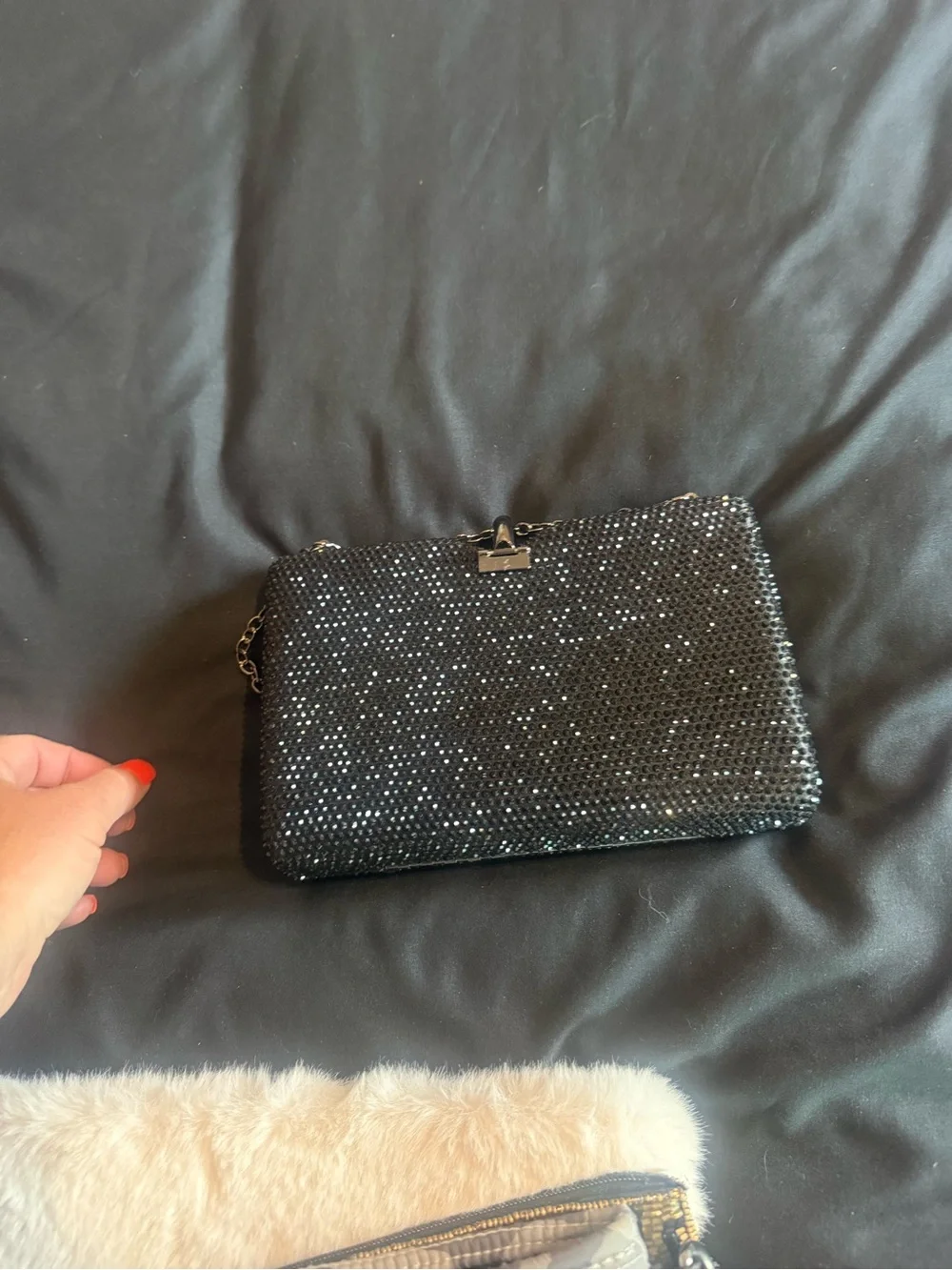 Black Crystal Evening Chain Clutch